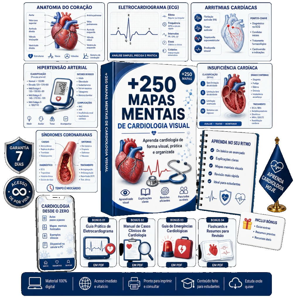 Mockup +250 Mapas Mentais de Cardiologia e ECG